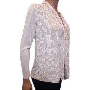 Lafayette 148 Silk Cardigan Womens Size Small Cream Open Textured Long Sleeve